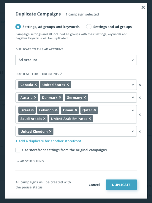 Duplicating Campaigns to Multiple App Store Ads Storefronts